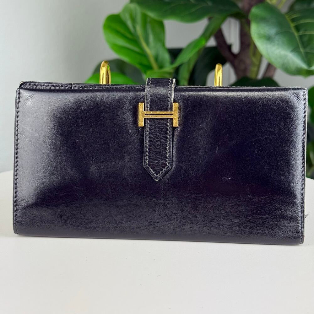💎✨ Authentic Hermes Bearn Soufflet D Engraved Wallet